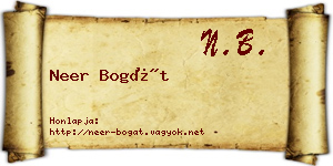 Neer Bogát névjegykártya